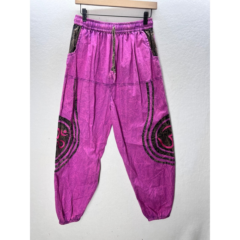 My Choice Harem Pants Womens OS Purple Cotton Embroidered 90s VTG Hippie 3283